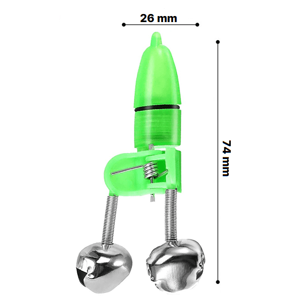 2 Pieces - Sea Fishing Rod Bell Accessories Tip Bite Lure Alarm Fish Double  Ring (Green)